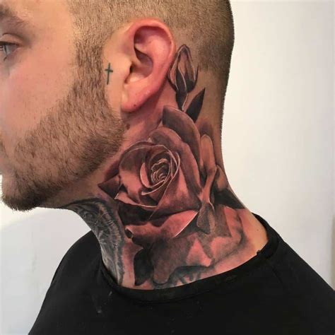 rose neck tattoo